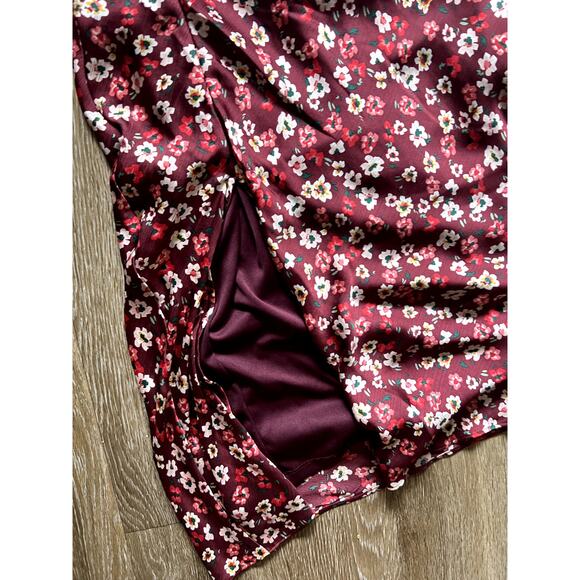 BCBGeneration Floral Cown Neck Satin Midi Dress - Picture 4 of 10